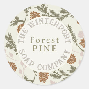 Winter Bossen Pine Bough en Cone Soap Label
