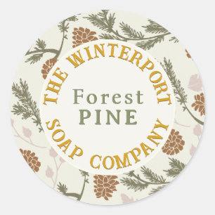 Winter Bossen Pine Bough en Cone Soap Label