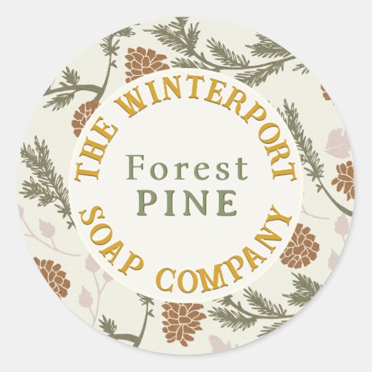 Winter Bossen Pine Bough en Cone Soap Label (Voorkant)
