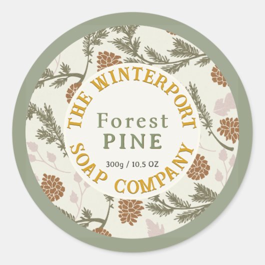 Winter Bossen Pine Bough en Cone Soap Label (Voorkant)