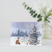Winter Bossen Vos & Uil Feestdagenkaart (Staand voorkant)