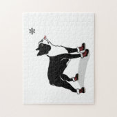 Winter Boston Terrier Dog Puzzle met Gift Box Legpuzzel (Verticaal)