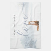 Winter Bosvos Familie Naam Liefde Theedoek (Verticaal)