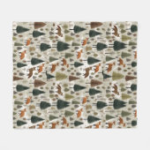 Winter Bosvos Vos  Fleece Deken (Voorkant (Horizontaal))