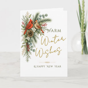 Winter Botanica Kardinaal Paar Warme Winterwensen Kaart
