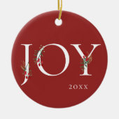 Winter Botanical Adorned Joy Kerstversiering Keramisch Ornament (Voorkant)