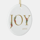 Winter Botanical Adorned Joy kerstversiering Keramisch Ornament (Rechts)
