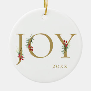 Winter Botanical Adorned Joy kerstversiering Keramisch Ornament