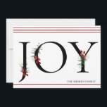 Winter Botanical Adorned Joy | Vaste feestdag Kaar Feestdagenkaart<br><div class="desc">Winterbotanische boughs,  bijkantoren en bessen,  met de "JOY"-flatcard.</div>