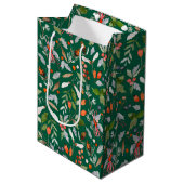 Winter Botanical Berries & Foliage Holiday Medium Cadeauzakje (Voorkant Gekanteld)
