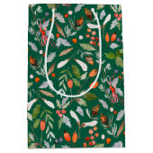 Winter Botanical Berries & Foliage Holiday Medium Cadeauzakje (Voorkant)