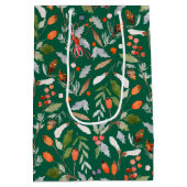 Winter Botanical Berries & Foliage Holiday Medium Cadeauzakje (Achterkant)