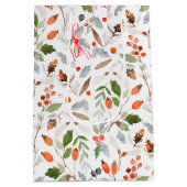 Winter Botanical Berries & Foliage Holiday Medium Cadeauzakje (Achterkant)