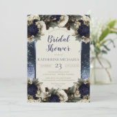 Winter Botanical Blue | winterwit Vrijgezellenfees Kaart (Staand voorkant)