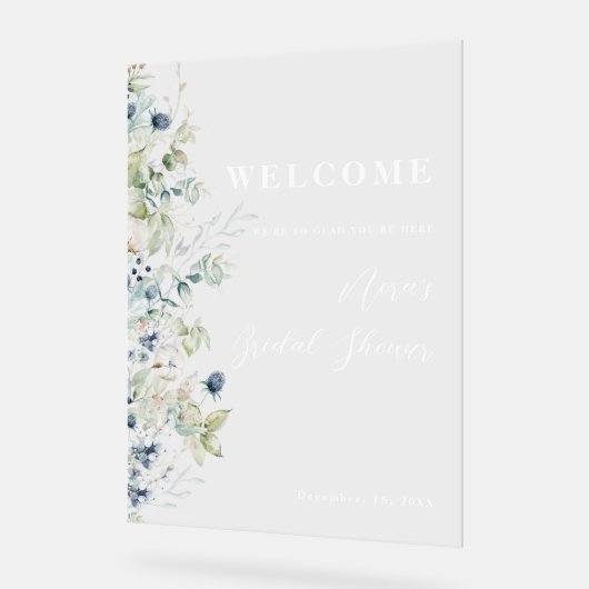 Winter Botanical Border Vrijgezellenfeest Welkom Acryl Bord (Hoek)