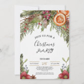 Winter Botanical Christmas Invite | Rustic Dinner  Kaart (Voorkant)