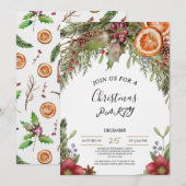 Winter Botanical Christmas Invite | Rustic Dinner  Kaart (Voorkant / Achterkant)