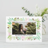 Winter Botanical Floral Photo Frame Christmas Feestdagenkaart (Staand voorkant)