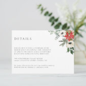 Winter Botanical Floral Wedding Details Card Kaart (Staand voorkant)