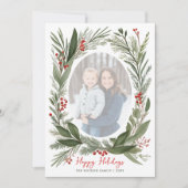 Winter Botanical Foliage Christmas 4 Photo Feestdagenkaart (Voorkant)