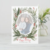 Winter Botanical Foliage Christmas 4 Photo Feestdagenkaart (Staand voorkant)