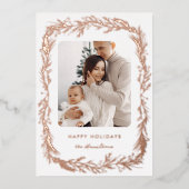 Winter Botanical Foliage Leaves Berries Christmas Folie Feestdagenkaart (Voorkant)