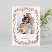 Winter Botanical Foliage Leaves Berries Christmas Folie Feestdagenkaart (Staand Voorkant)