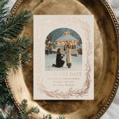 Winter Botanical Frame Photo Save the Date Folie Feestdagenkaart
