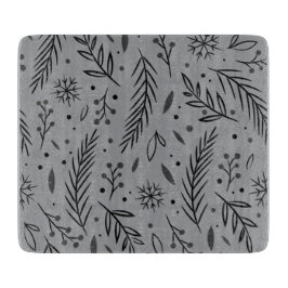 Winter Botanical Glass Cutting Board – Grey Snijplank