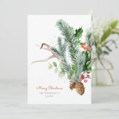 Winter Botanical Greenery Photo Flat Feestdagenkaart (Staand voorkant)