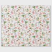 Winter Botanical Holly and Berries Cadeaupapier (Vlak)