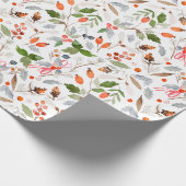 Winter Botanical Holly and Berries Cadeaupapier (Hoek)