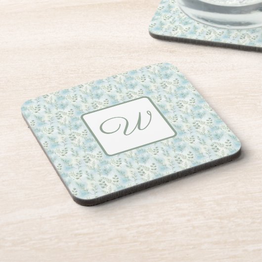 Winter Botanical Monogram Coaster Bier Onderzetter (Linkerzijde)