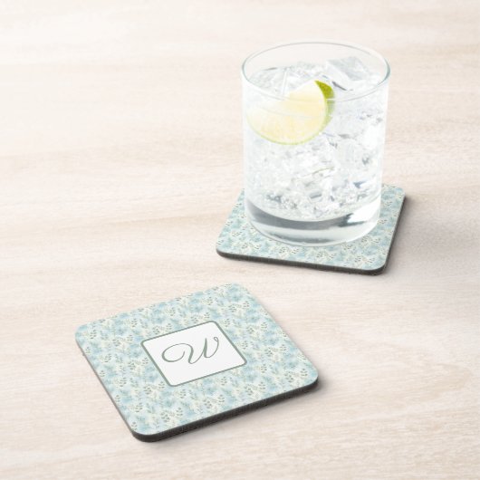 Winter Botanical Monogram Coaster Bier Onderzetter (Rechterzijde)