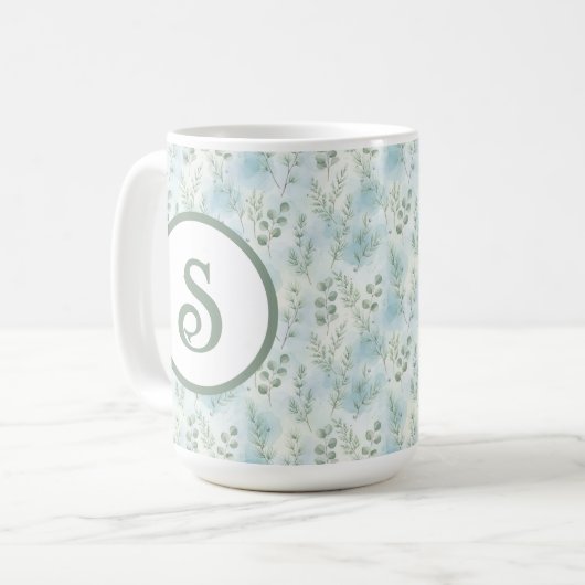 Winter Botanical Monogram Mug Koffiemok (Voorkant links)