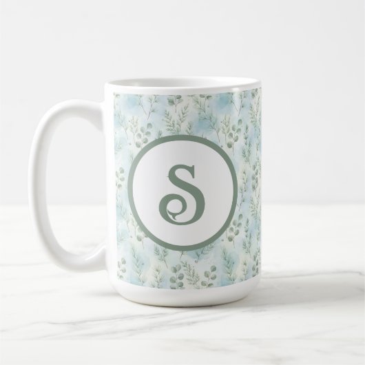 Winter Botanical Monogram Mug Koffiemok (Links)
