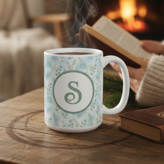 Winter Botanical Monogram Mug Koffiemok