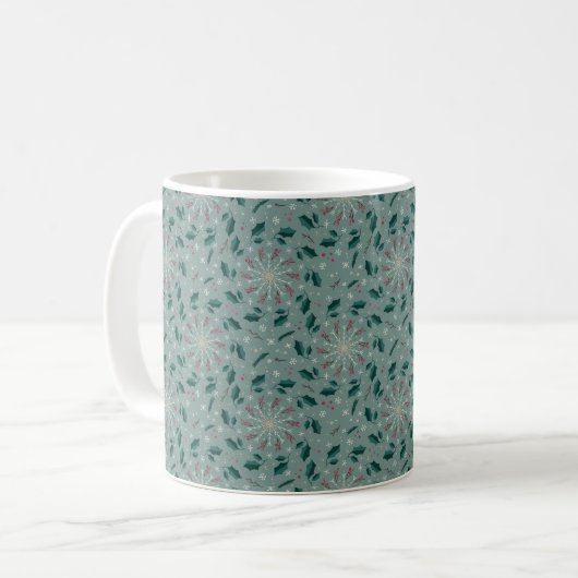 Winter Botanical Snowflake Mug Koffiemok (Voorkant links)