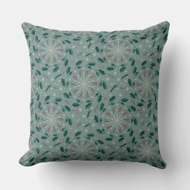 Winter Botanical Snowflake Throw Pillow Kussen (Voorkant)