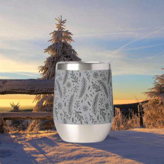 Winter Botanical Stemless Wine Tumbler – Grijs