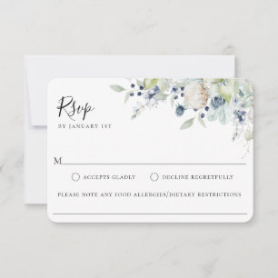 Winter Botanical Wedding Food Allergy RSVP Card