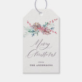 Winter Botanicals Beige Foto Vrolijk Kerstfeest Cadeaulabel (Voorkant)