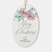 Winter Botanicals Beige Foto Vrolijk Kerstfeest Keramisch Ornament (Links)