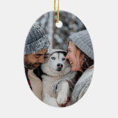 Winter Botanicals Beige Foto Vrolijk Kerstfeest Keramisch Ornament (Achterkant)