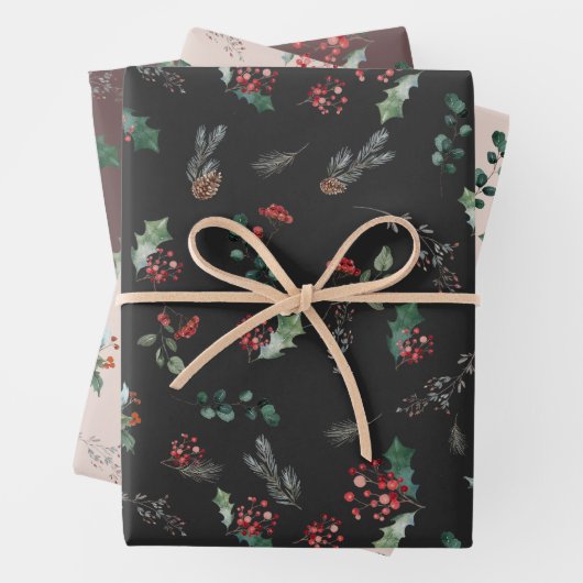 Winter Botanicals Bladeren Patroon Vakantie Inpakpapier Vel (In situ)