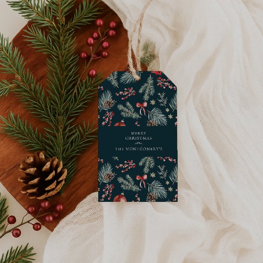 Winter Botanicals Coquette Boog | Kerstmis Cadeaulabel