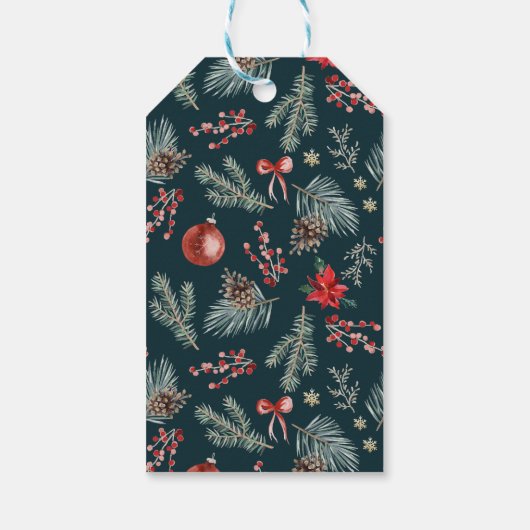 Winter Botanicals Coquette Bow | Christmas Cadeaulabel (Achterkant)