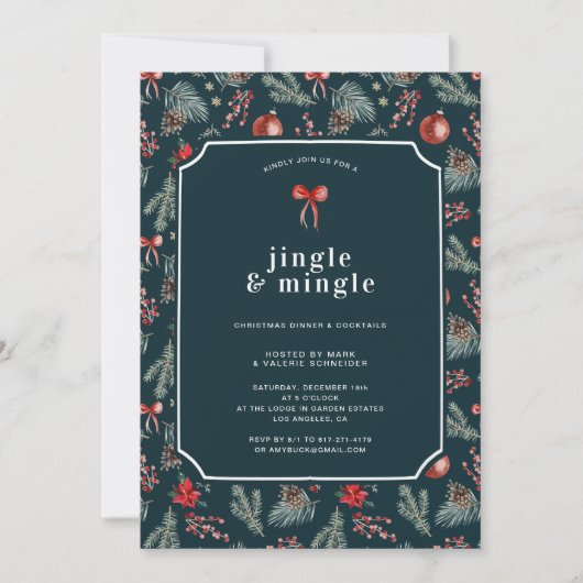 Winter Botanicals Coquette Bow | Christmas Party Kaart (Voorkant)