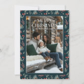 Winter Botanicals Coquette Bow | Elegant Photo Feestdagenkaart (Voorkant)