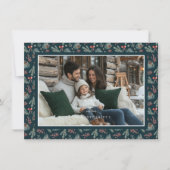 Winter Botanicals Coquette Bow | Elegant Photo  Feestdagenkaart (Voorkant)